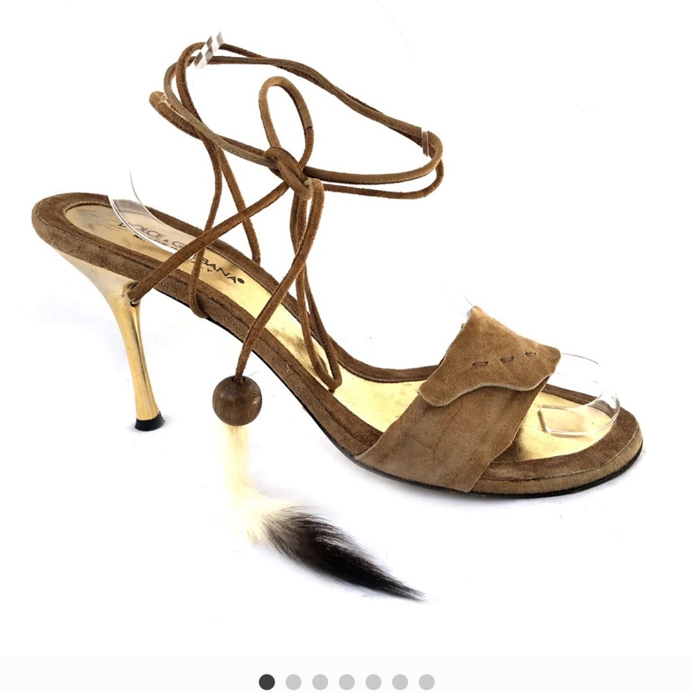 Dolce & Gabbana lace up suede vintage heels sandals